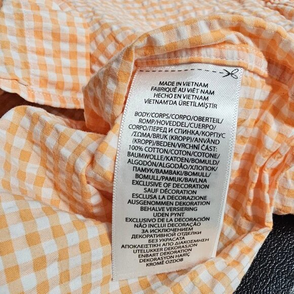 Ralph Lauren Mens Seersucker Untucked Fit, Classic Fit,Orange Check Button Up, L - Picture 7 of 8